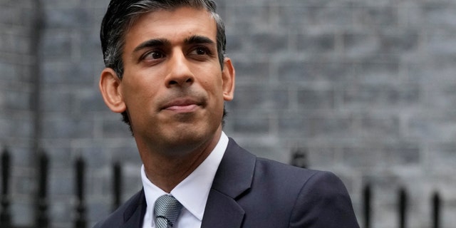 New British Prime Minister Rishi Sunak arrives at Downing Street in London, Tuesday, Oct. 25, 2022, after returning from Buckingham Palace where he was formally appointed to the post by Britain's King Charles III. 