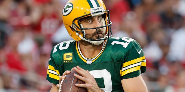Green Bay Packers quarterback Aaron Rodgers, #12, against the Tampa Bay Buccaneers during the second half at Raymond James Stadium Sept. 25, 2022 in Tampa Florida.