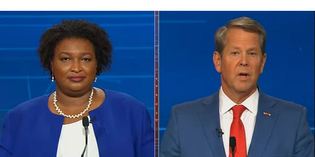 Democratic Georgia gubernatorial nominee Stacey Abrams and incumbent Republican Gov. Brian Kemp clashed in a debate hosted by the Atlanta Press Club on Oct. 17, 2022.