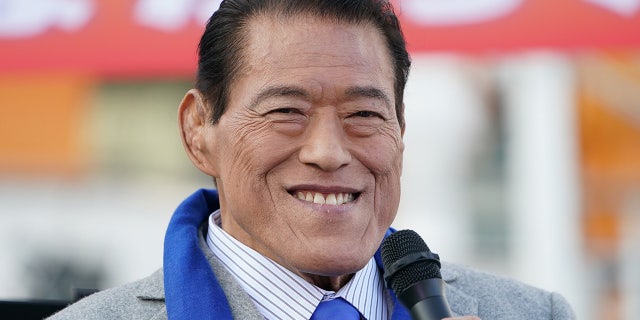 Professional wrestler Antonio Inoki speaks at an event on October 31, 2020, in Yokohama, Kanagawa, Japan.