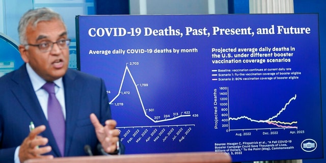 White House COVID-19 Response Coordinator Ashish Jha speaks during the daily briefing at the White House in Washington, Tuesday, Oct. 11, 2022. 