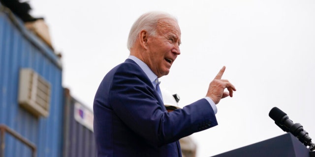 President Biden speaks about infrastructure investments in Los Angeles, Thursday, Oct. 13, 2022.