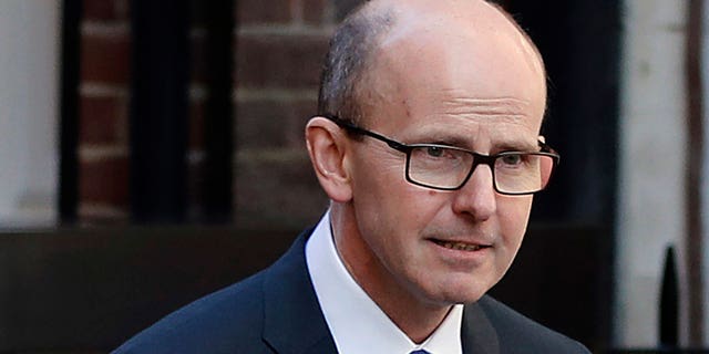 FILE - Jeremy Fleming, head of the British Government Communications Headquarters (GCHQ), is photographed in London, Thursday, Feb. 14, 2019. In a rare public speech Tuesday, Oct. 11, 2022 to the Royal United Services Institute think tank, Fleming accused China of using its economic and technological clout to clamp down at home and exert control abroad, saying Beijing’s aggressive stance is driven by fear and poses "a huge threat to us all." (AP Photo/Frank Augstein, File)