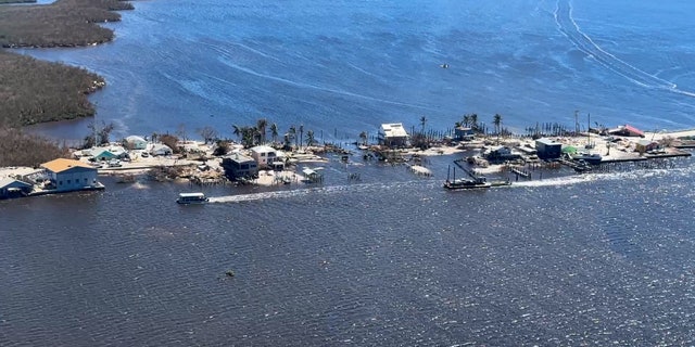 The broken bridge leading to Pine Island.