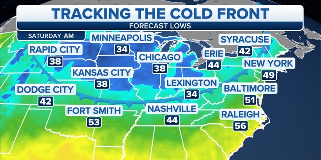 Forecast lows across the U.S.