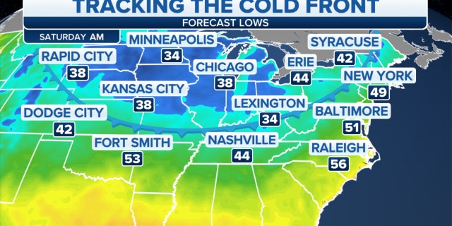 Forecast lows across the U.S.