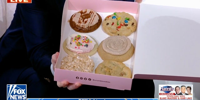 Crumbl offers six cookies each week, including a chocolate chip and five additional rotating flavors. 