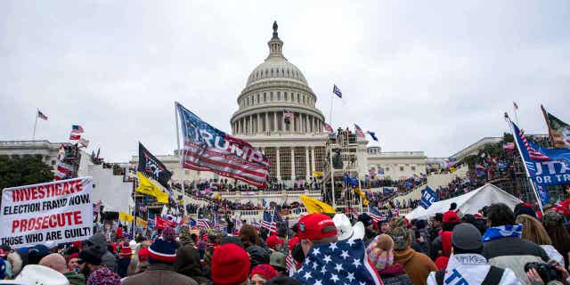 Rioters loyal to President Donald Trump rally at the U.S. Capitol in Washington on Jan. 6, 2021.