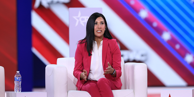 Cassy Garcia, Republican Senate candidate for Texas, speaks during the Conservative Political Action Conference in Dallas on Aug. 5, 2022.