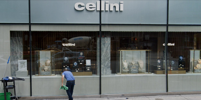 Cellini Jewelers on Park Avenue, where a robbery took place at 3:30 a.m. Saturday morning, 10/15/2022.