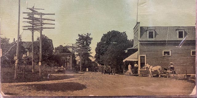 Vintage photograph of Centermoreland. The building that currently houses the Centermoreland Grocery and Deli is on the right. Year unknown.