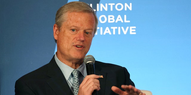 FILE: Massachusetts Governor Charlie Baker speaks at a forum during the opening of the Clinton Global Initiative (CGI), a meeting of international leaders that looks to help solve global problems, on September 19, 2022 in New York City.
