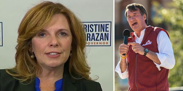L-R: Oregon GOP gubernatorial candidate Christine Drazan and Virginia Republican Gov. Glenn Youngkin.