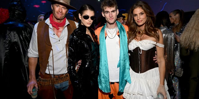 Rande Gerber, Kaia Jordan Gerber, Presley Walker Gerber and Cindy Crawford played hosts with the mosts at their annual Halloween party in Beverly Hills.