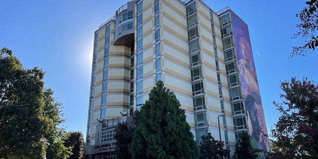 The Columbia MLK Towers apartments in Atlanta on October 18, 2022, the location of the reported evictions being carried out by Democratic Sen. Raphael Warnock's church.