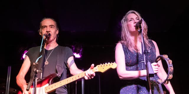 Vocalist Ellen Reid and guitarist Brad Roberts of Crash Test Dummies perform at Bottom Of The Hill on August 15, 2022, in San Francisco.