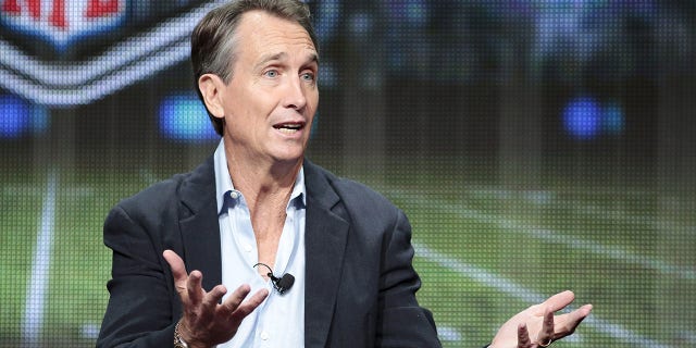 Sports analyst Cris Collinsworth participates in the NBCUniversal "Sunday Night Football" panel at the Television Critics Association (TCA) Summer 2015 Press Tour in Beverly Hills, California August 13, 2015.
