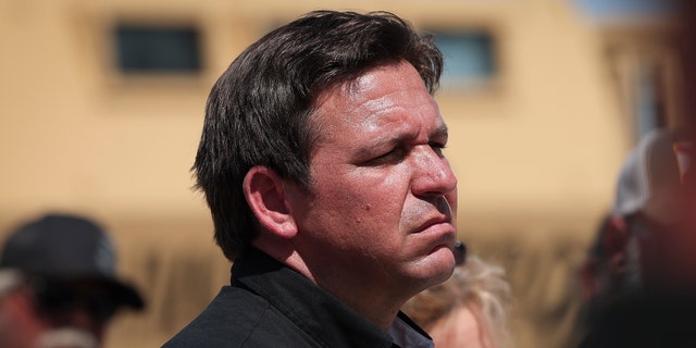 Florida Gov. Ron DeSantis speaks at a press conference on the island of Matlacha on Oct. 5, 2022, in Matlacha, Florida. 