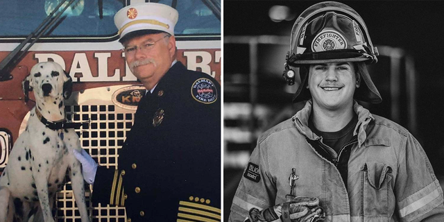 Dalhart Volunteer Fire Department Chief Curtis Brown (L) and firefighter Brendan Torres (R) were killed in a crash Tuesday night.
