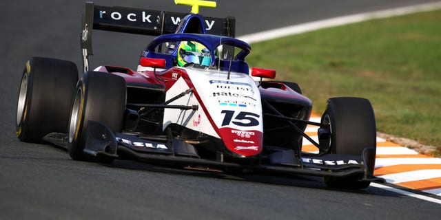 David Schumacher of Germany and Charouz Racing System (15) drives during practice Sept. 2, 2022, in Zandvoort, Netherlands.