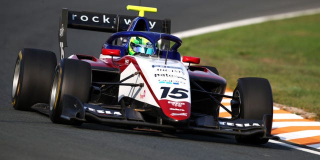 David Schumacher of Germany and Charouz Racing System (15) drives during practice Sept. 2, 2022, in Zandvoort, Netherlands.