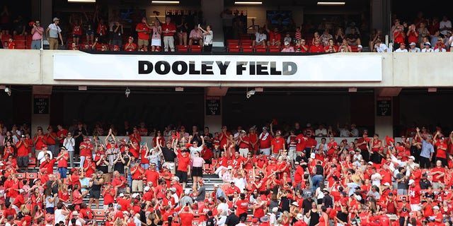 Vince Dooley is honored with the naming of Dooley Field prior to the start of a game against the Murray State Racers at Sanford Stadium Sept. 7, 2019, in Athens, Ga.