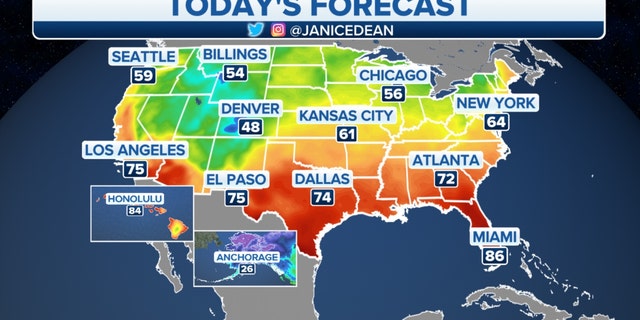 Weather forecast across the U.S.