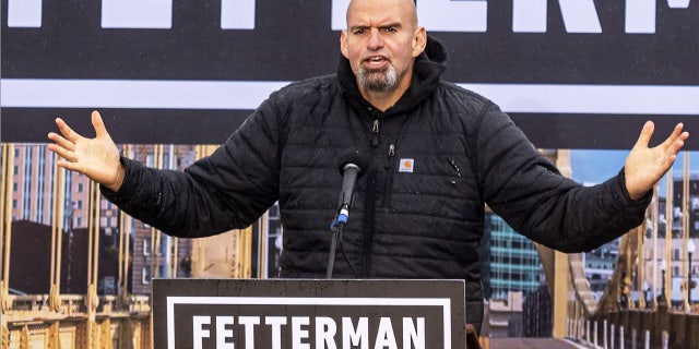 John Fetterman, lieutenant governor of Pennsylvania and Democratic senate candidate, speaks during a campaign rally in Pittsburgh, Pennsylvania, US, on Saturday, Oct. 1, 2022