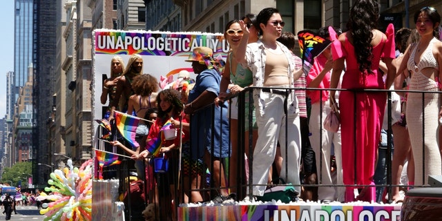 A Gay Pride float