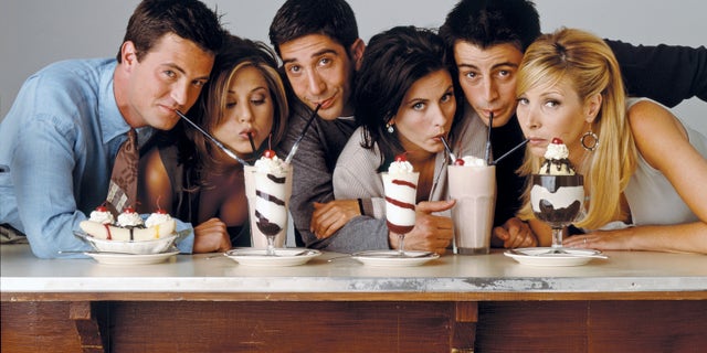 Matthew Perry was cast on "Friends" when he was 24 years old. From L-R Matthew Perry as Chandler Bing, Jennifer Aniston as Rachel Green, David Schwimmer as Ross Geller, Courteney Cox as Monica Geller, Matt Le Blanc as Joey Tribbiani, Lisa Kudrow as Phoebe Buffay.