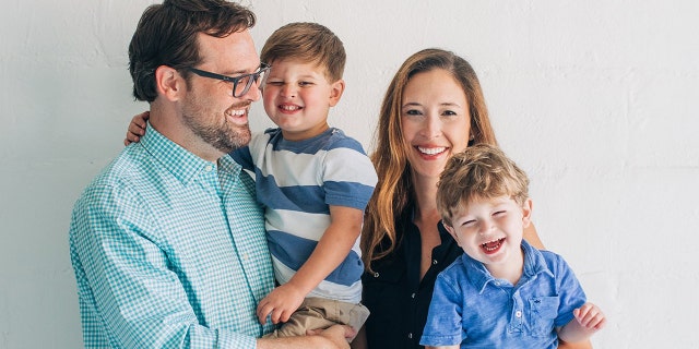 Kevin Frye, his wife, Ashley, and their two children, Liam and Nathan