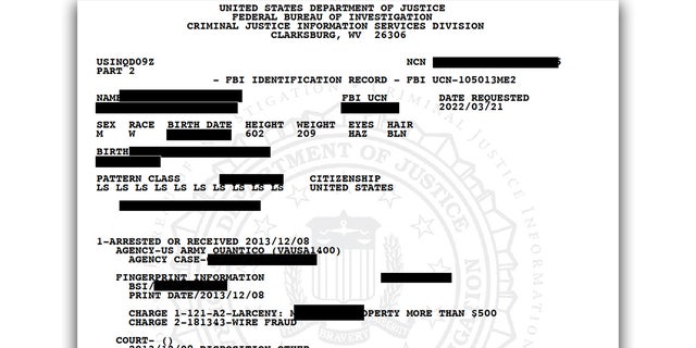 Lawyer Doug O'Connell says this redacted background check shows how a title can be misrepresented as an arrest record.