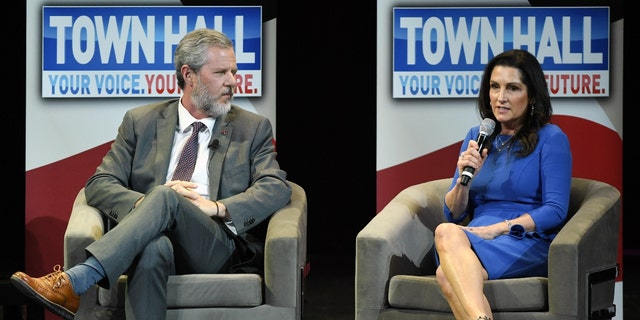 Jerry Falwell Jr., left, left Liberty in August 2020 after Giancarlo Granda, a young Miami pool boy who later became the Falwell family's business partner, said he had a years-long sexual relationship with Falwell's wife, Becki Falwell.