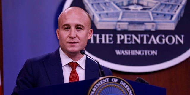 Max Rose, COVID senior adviser to the secretary of defense, speaks at a press conference at the Pentagon Jan. 28, 2021, in Arlington, Va.