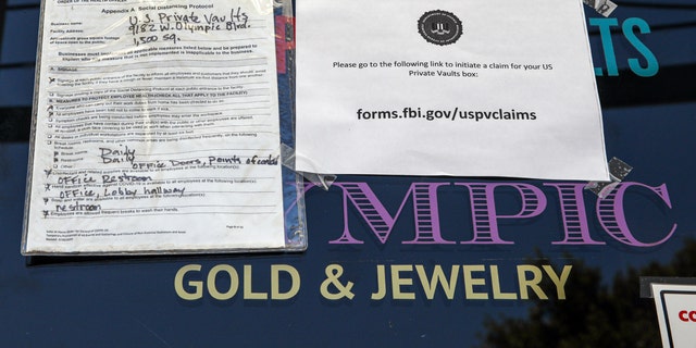 A lawsuit alleges that jewelry, currency, coins and bullion were illegally seized during the FBI's raid of U.S. Private Vaults on April 2, 2021, in Beverly Hills, California.