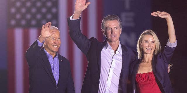 Gov. Gavin Newsom and his wife Jennifer Siebel Newsom, photographed with President Biden, have been married since 2008.