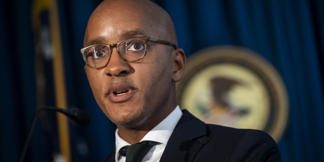 Damian Williams, U.S. attorney for the Southern District of New York, speaks during a news conference in New York, U.S., on Wednesday, April 27, 2022.