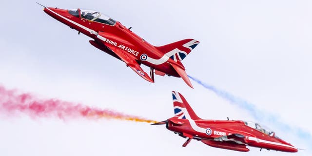 The Red Arrows perform over Scarborough where celebrations are taking place for Armed Forces Day 2022.