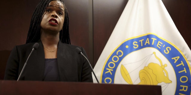 Kim Foxx speaks during a press conference