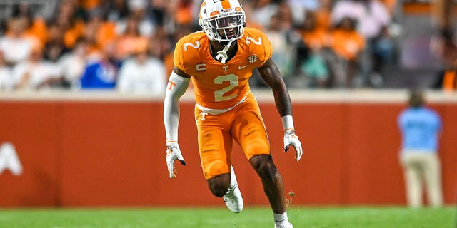 Tennessee defensive back Jaylen McCollough, #2, in action during the college football game between the Akron Zips and the Tennessee Volunteers at Neyland Stadium in Knoxville, Tennessee.