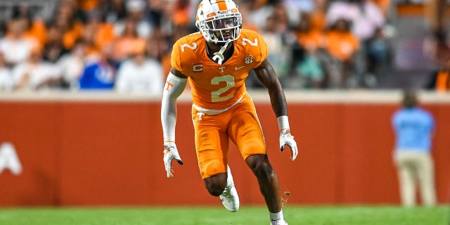 Tennessee defensive back Jaylen McCollough, #2, in action during the college football game between the Akron Zips and the Tennessee Volunteers at Neyland Stadium in Knoxville, Tennessee.