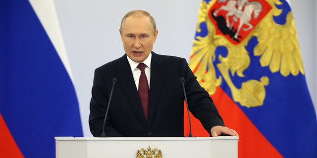 Russian President Vladimir Putin at the Grand Kremlin Palace, on September 30, 2022 in Moscow, Russia. 
