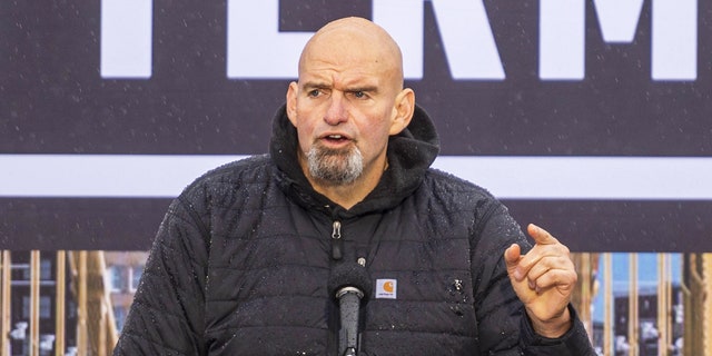John Fetterman, lieutenant governor of Pennsylvania and Democratic senate candidate, speaks during a campaign rally in Pittsburgh, Pennsylvania, US, on Saturday, Oct. 1, 2022. 