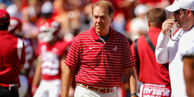 Nick Saban against Arkansas