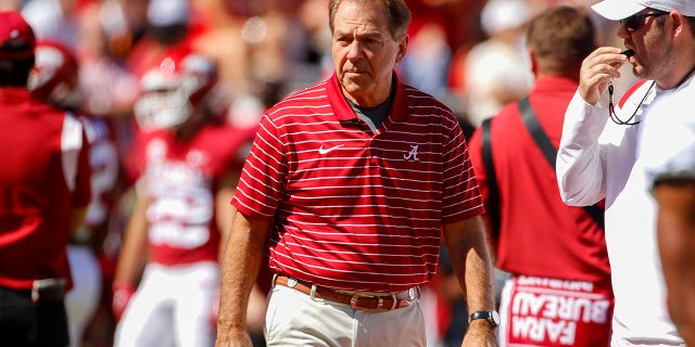 Nick Saban against Arkansas