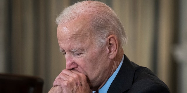 President Biden in the State Dining Room of the White House Oct. 4, 2022 in Washington, D.C. 