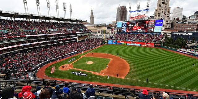 View of the field during a wild-card series game between the Tampa Bay Rays and the Cleveland Guardians at Progressive Field Oct. 7, 2022, in Cleveland. 