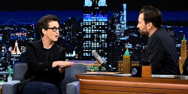 Broadcast journalist Rachel Maddow during an interview with host Jimmy Fallon on Monday, October 10, 2022.