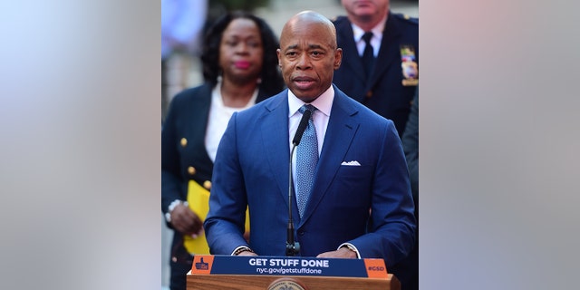 Mayor Eric Adams in Times Square on October 11, 2022, in New York City.  