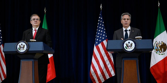 US Secretary of State Antony Blinken holds a joint news conference with Mexican Foreign Secretary Marcelo Ebrard at the State Department in Washington, DC on October 13, 2022.